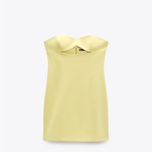 Zara | Dresses | Zara Bodycon Strapless Mini Lemon Party Coctail Shower ...